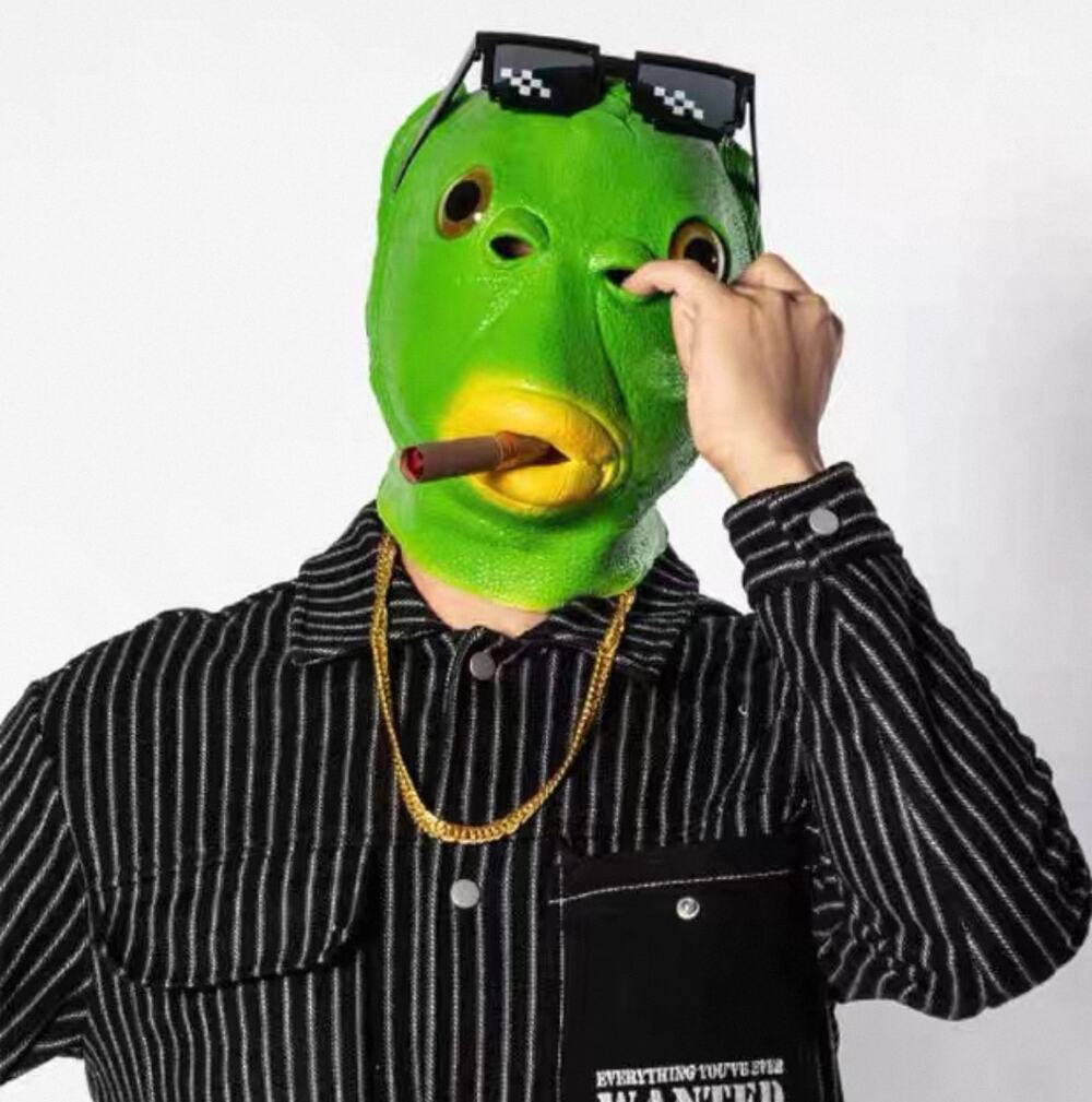 Green Fish Full Face Mask | Cosplay Party Headgear Set